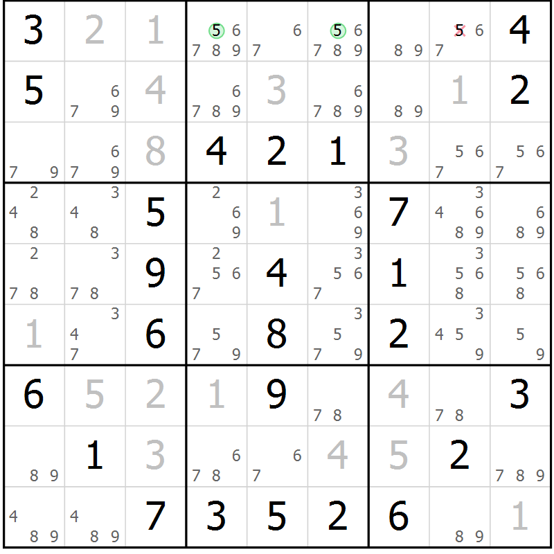Position des candidats pour la solution de la Gr 28 page 31 du magazine de sudoku Virtuose n° 106