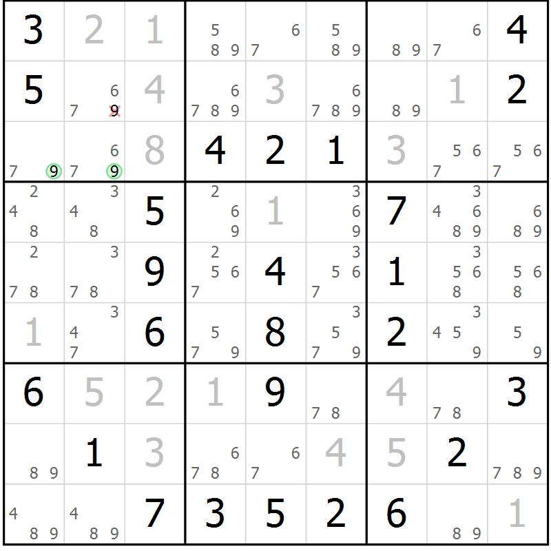 Position des candidats pour la solution de la Gr 28 page 31 du magazine de sudoku Virtuose n° 106