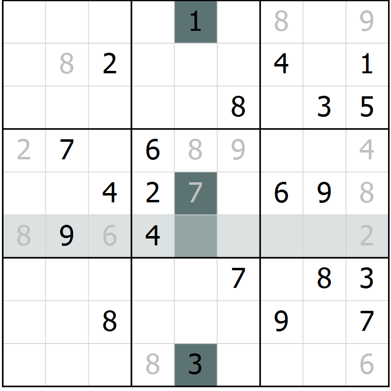 Position des candidats pour la solution de la Gr 3 page 6 du magazine de sudoku Virtuose n° 106