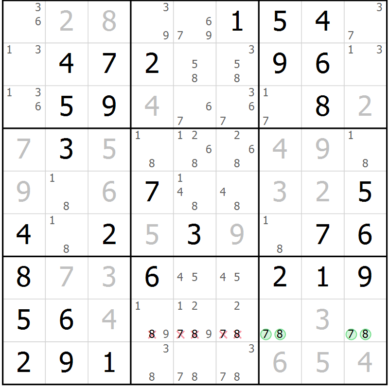 Position des candidats pour la solution de la Gr 31 page 34 du magazine de sudoku Virtuose n° 106