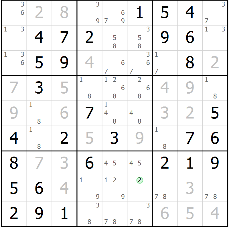 Position des candidats pour la solution de la Gr 31 page 34 du magazine de sudoku Virtuose n° 106