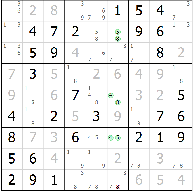 Position des candidats pour la solution de la Gr 31 page 34 du magazine de sudoku Virtuose n° 106