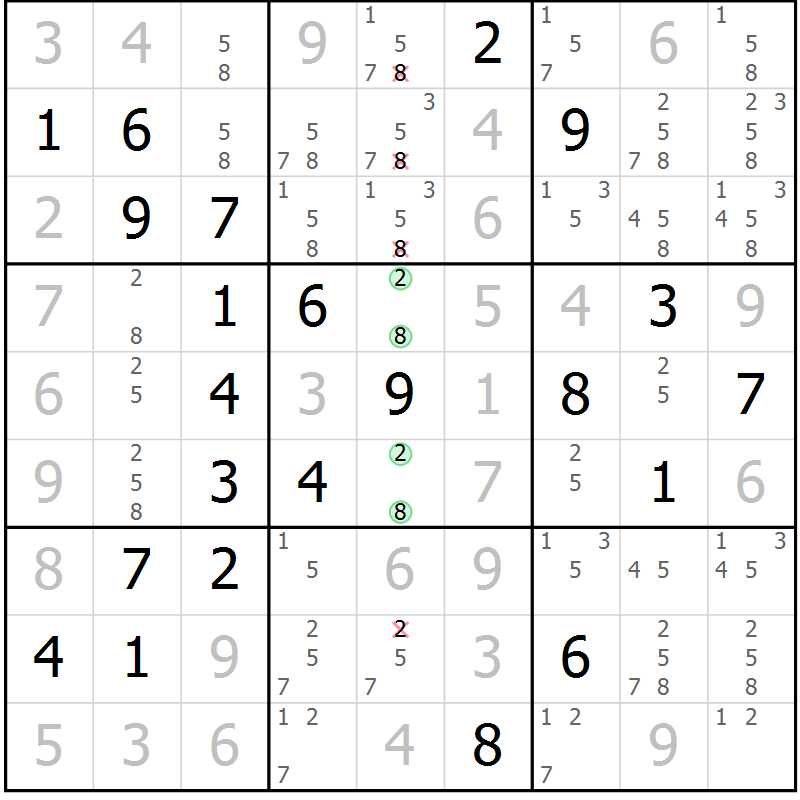 Position des candidats pour la solution de la Gr 32 page 35 du magazine de sudoku Virtuose n° 106
