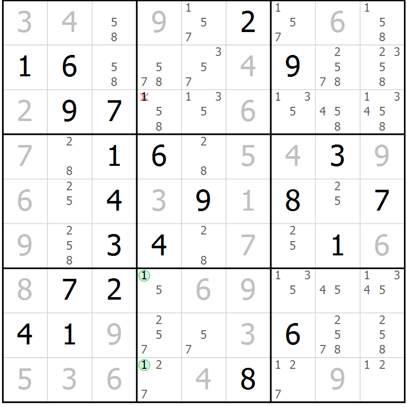 Position des candidats pour la solution de la Gr 32 page 35 du magazine de sudoku Virtuose n° 106