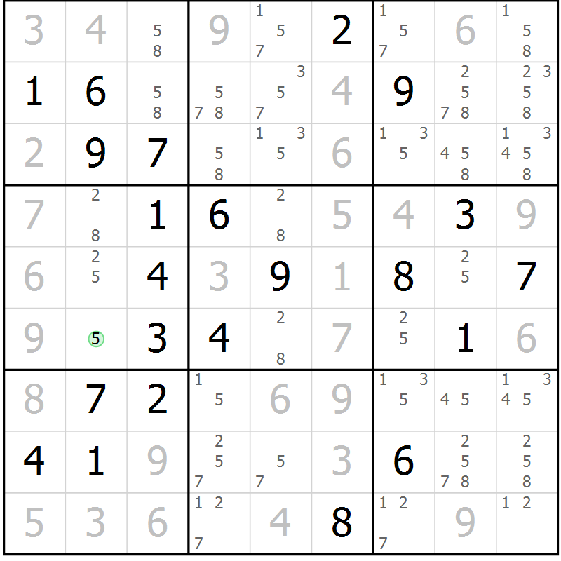 Position des candidats pour la solution de la Gr 32 page 35 du magazine de sudoku Virtuose n° 106