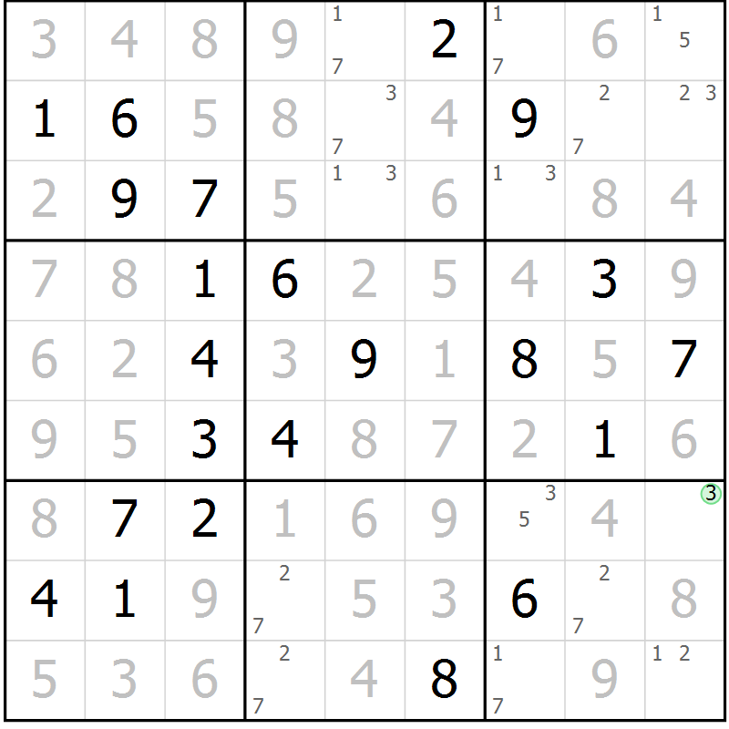 Position des candidats pour la solution de la Gr 32 page 35 du magazine de sudoku Virtuose n° 106