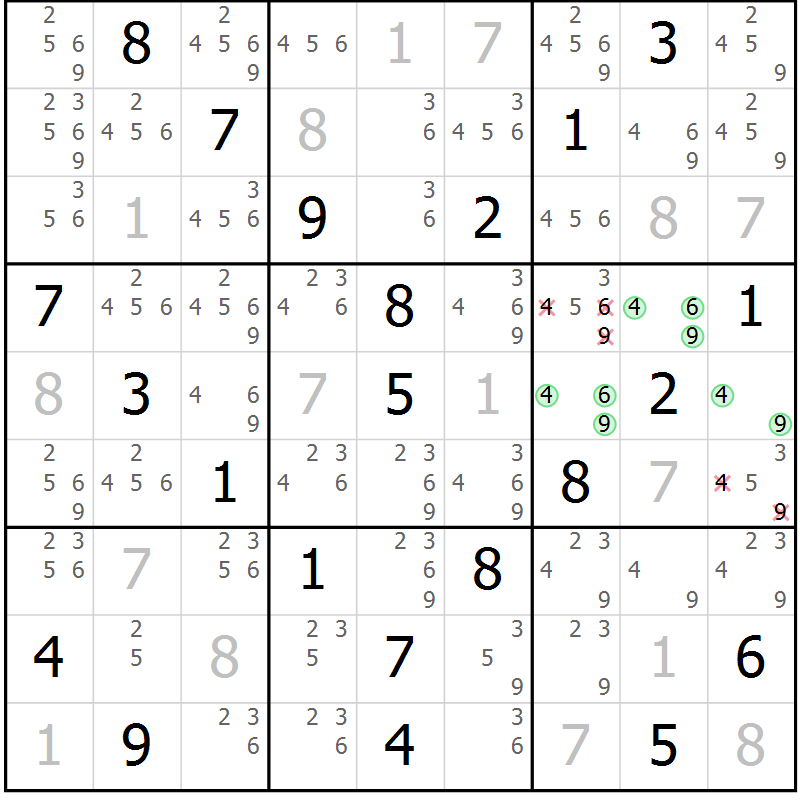 Position des candidats pour la solution de la Gr 34 page 37 du magazine de sudoku Virtuose n° 106