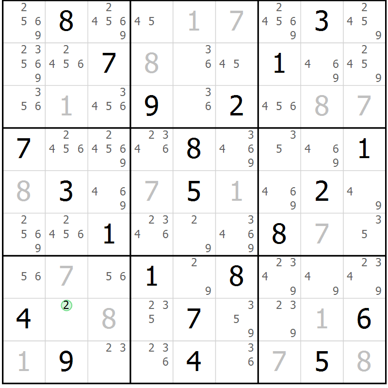 Position des candidats pour la solution de la Gr 34 page 37 du magazine de sudoku Virtuose n° 106