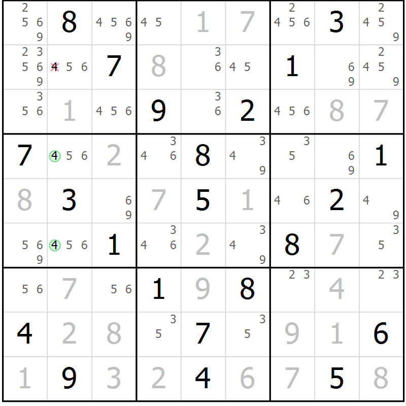 Position des candidats pour la solution de la Gr 34 page 37 du magazine de sudoku Virtuose n° 106