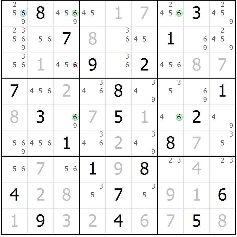 Position des candidats pour la solution de la Gr 34 page 37 du magazine de sudoku Virtuose n° 106