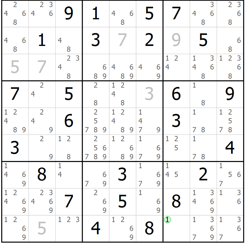 Position des candidats pour la solution de la Gr 35 page 38 du magazine de sudoku Virtuose n° 106