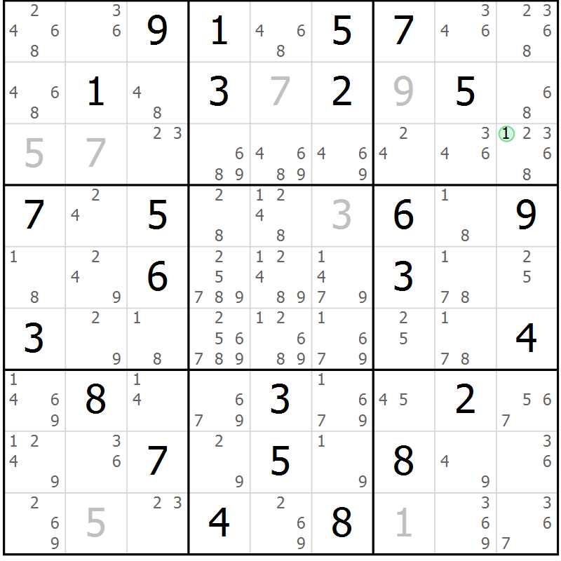 Position des candidats pour la solution de la Gr 35 page 38 du magazine de sudoku Virtuose n° 106