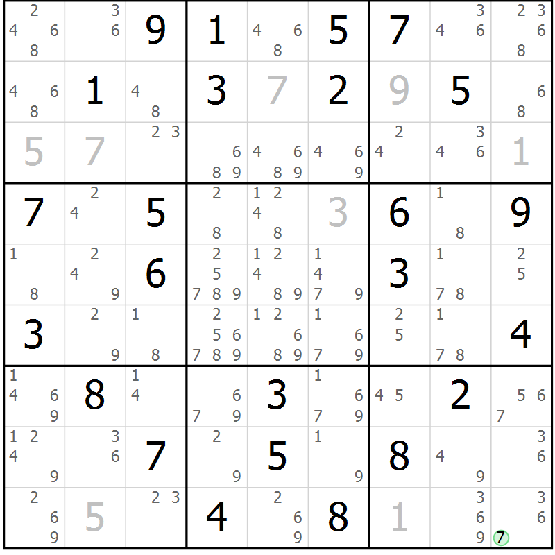 Position des candidats pour la solution de la Gr 35 page 38 du magazine de sudoku Virtuose n° 106