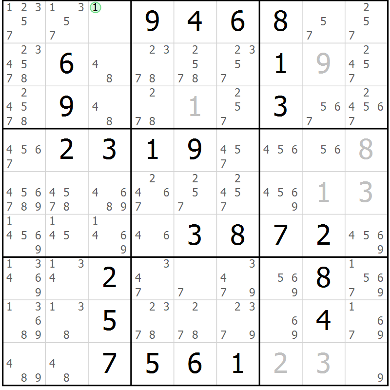 Position des candidats pour la solution de la Gr 37 page 40 du magazine de sudoku Virtuose n° 106