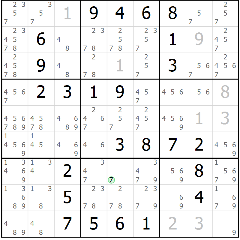 Position des candidats pour la solution de la Gr 37 page 40 du magazine de sudoku Virtuose n° 106