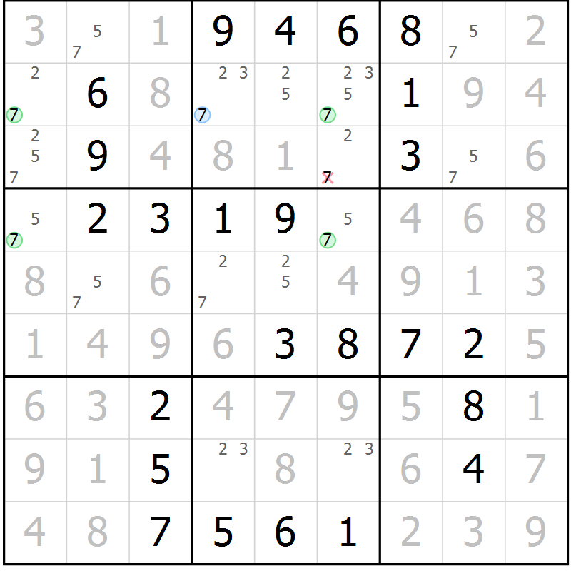Position des candidats pour la solution de la Gr 37 page 40 du magazine de sudoku Virtuose n° 106