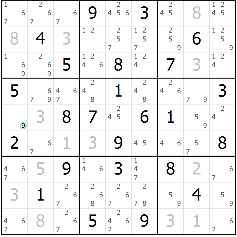 Position des candidats pour la solution de la Gr 38 page 41 du magazine de sudoku Virtuose n° 106