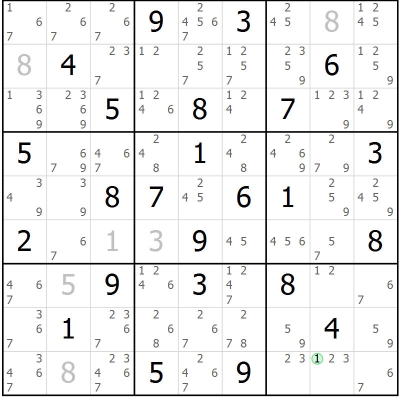 Position des candidats pour la solution de la Gr 38 page 41 du magazine de sudoku Virtuose n° 106
