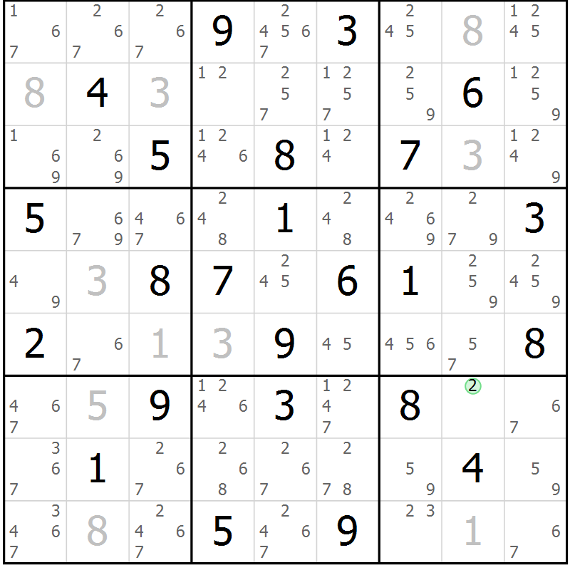 Position des candidats pour la solution de la Gr 38 page 41 du magazine de sudoku Virtuose n° 106