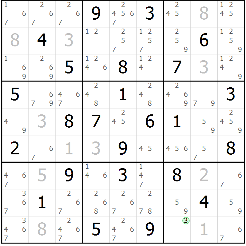 Position des candidats pour la solution de la Gr 38 page 41 du magazine de sudoku Virtuose n° 106