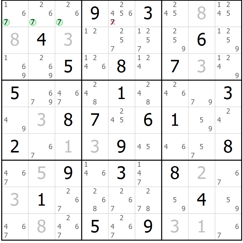 Position des candidats pour la solution de la Gr 38 page 41 du magazine de sudoku Virtuose n° 106