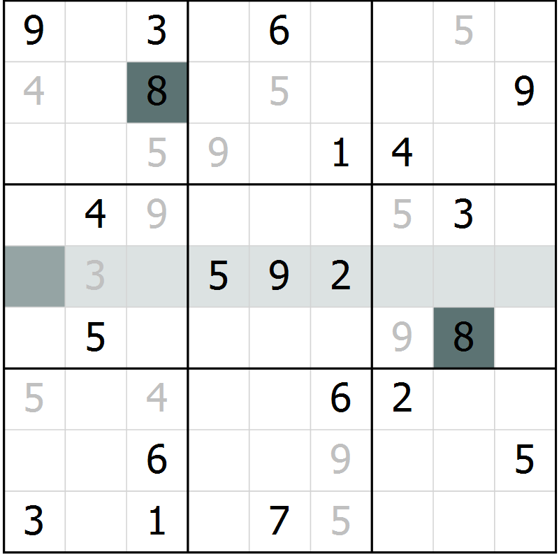 Position des candidats pour la solution de la Gr 4 page 7 du magazine de sudoku Virtuose n° 106
