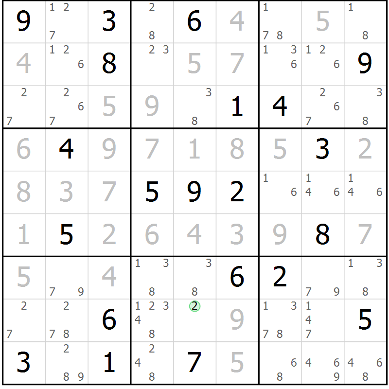 Position des candidats pour la solution de la Gr 4 page 7 du magazine de sudoku Virtuose n° 106