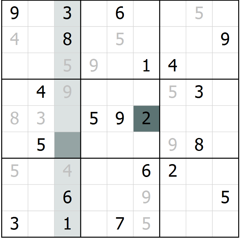 Position des candidats pour la solution de la Gr 4 page 7 du magazine de sudoku Virtuose n° 106