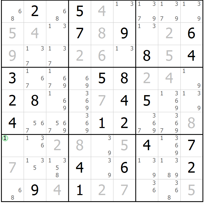 Position des candidats pour la solution de la Gr 41 page 44 du magazine de sudoku Virtuose n° 106
