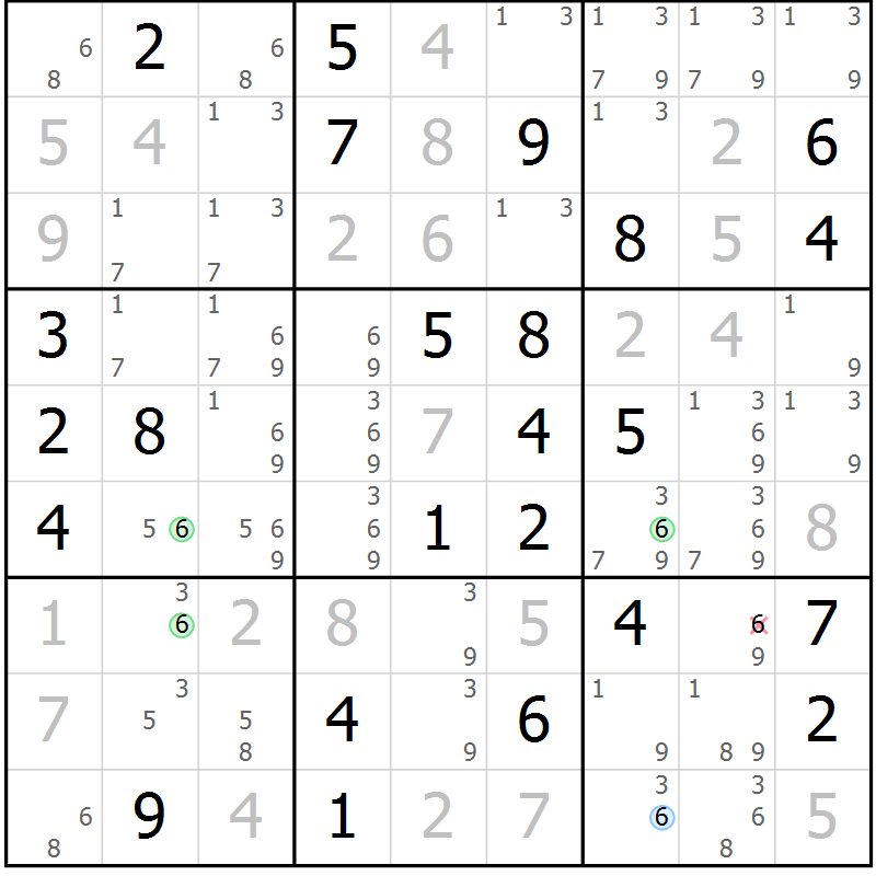 Position des candidats pour la solution de la Gr 41 page 44 du magazine de sudoku Virtuose n° 106