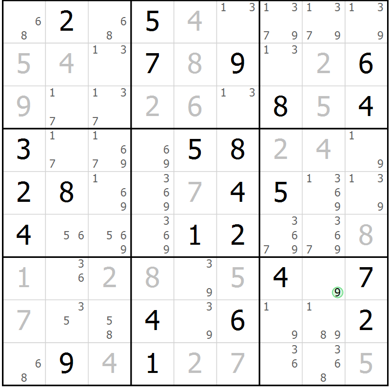 Position des candidats pour la solution de la Gr 41 page 44 du magazine de sudoku Virtuose n° 106