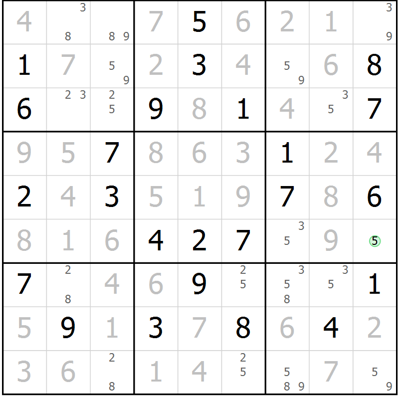 Position des candidats pour la solution de la Gr 44 page 47 du magazine de sudoku Virtuose n° 106