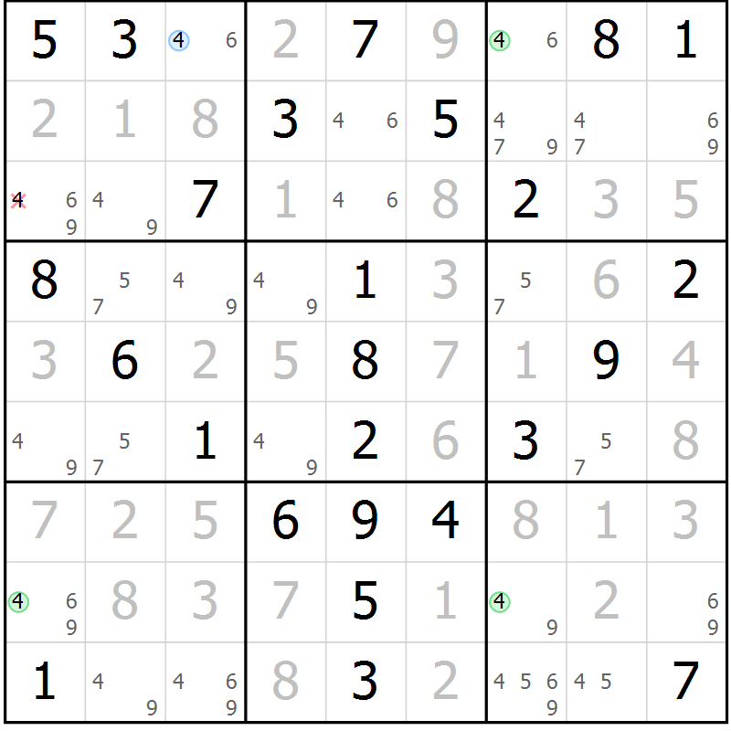 Position des candidats pour la solution de la Gr 47 page 50 du magazine de sudoku Virtuose n° 106