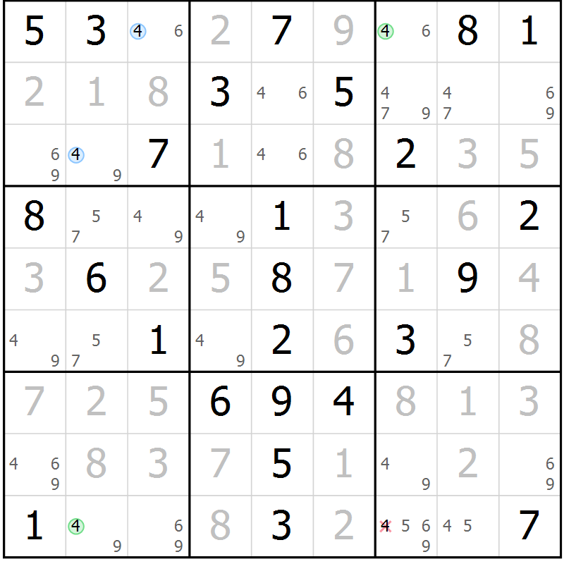Position des candidats pour la solution de la Gr 47 page 50 du magazine de sudoku Virtuose n° 106