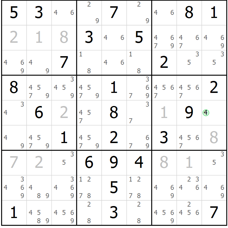 Position des candidats pour la solution de la Gr 47 page 50 du magazine de sudoku Virtuose n° 106