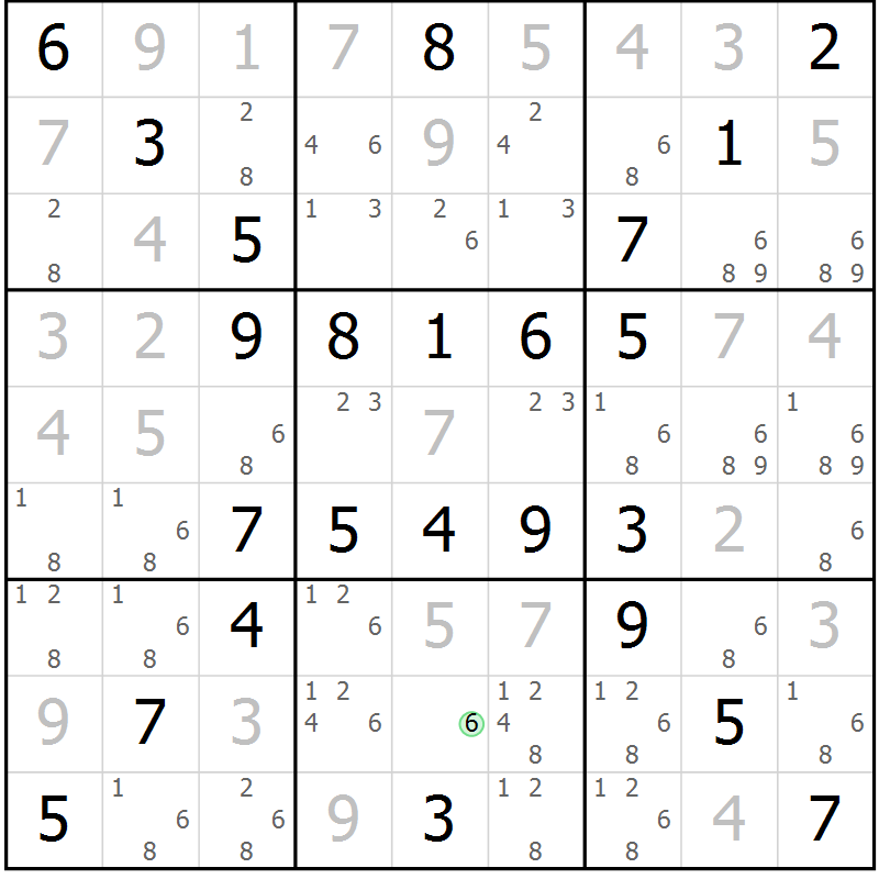 Position des candidats pour la solution de la Gr 48 page 51 du magazine de sudoku Virtuose n° 106