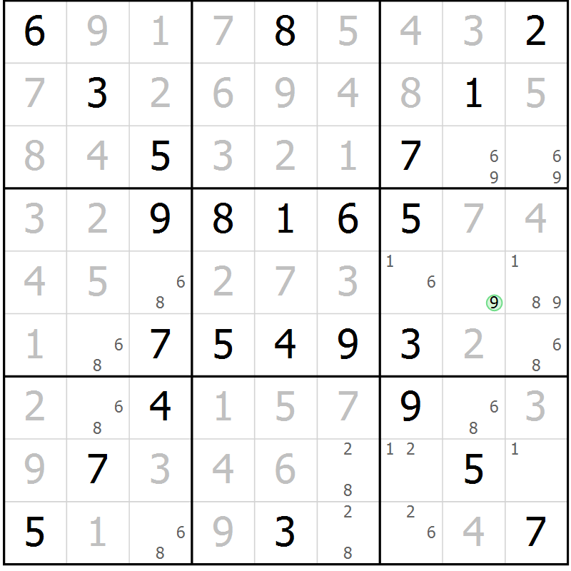 Position des candidats pour la solution de la Gr 48 page 51 du magazine de sudoku Virtuose n° 106