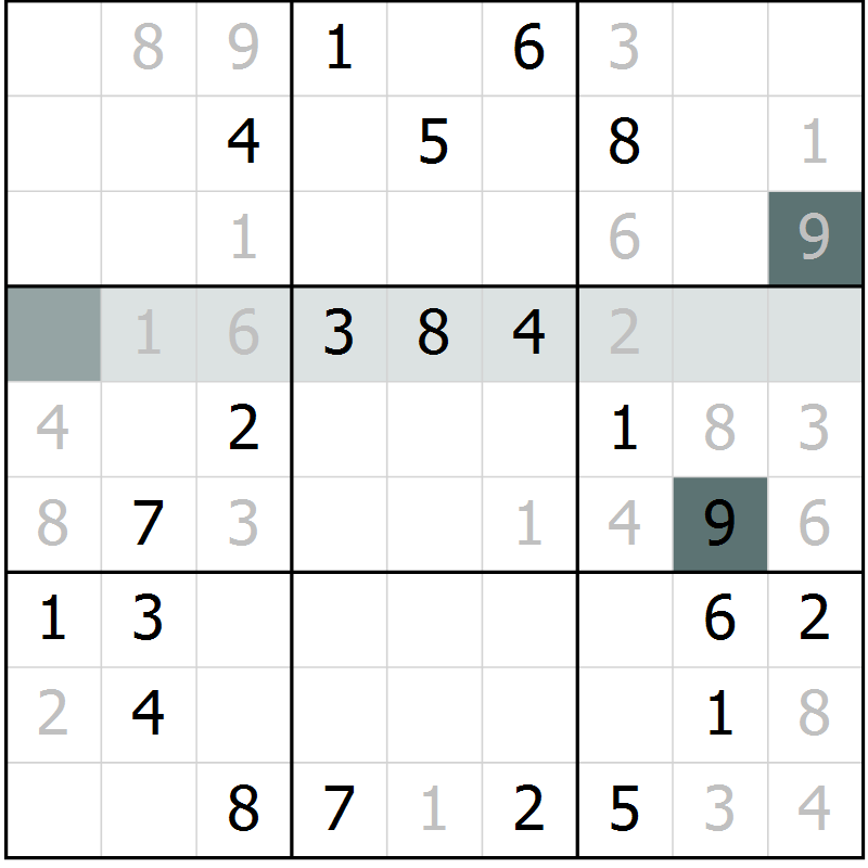 Position des candidats pour la solution de la Gr 5 page 8 du magazine de sudoku Virtuose n° 106