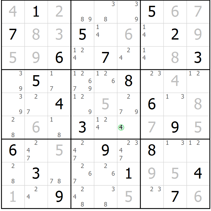 Position des candidats pour la solution de la Gr 50 page 53 du magazine de sudoku Virtuose n° 106