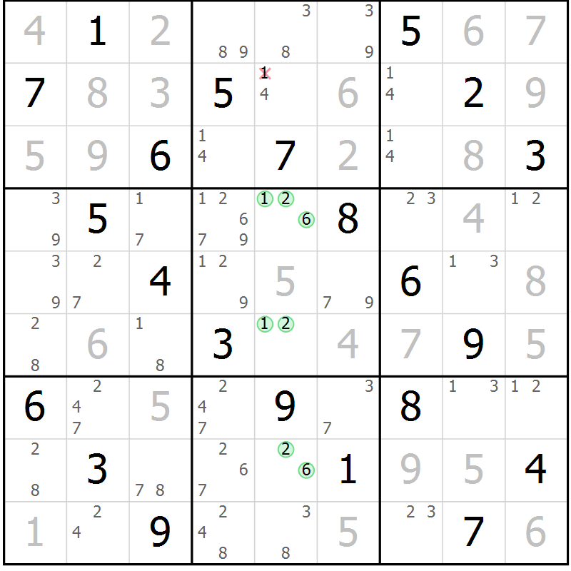 Position des candidats pour la solution de la Gr 50 page 53 du magazine de sudoku Virtuose n° 106