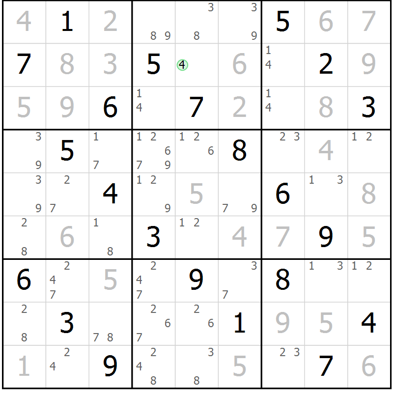 Position des candidats pour la solution de la Gr 50 page 53 du magazine de sudoku Virtuose n° 106