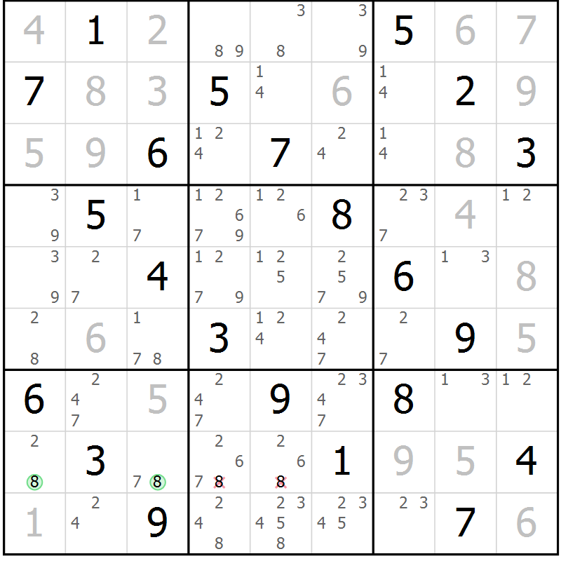 Position des candidats pour la solution de la Gr 50 page 53 du magazine de sudoku Virtuose n° 106