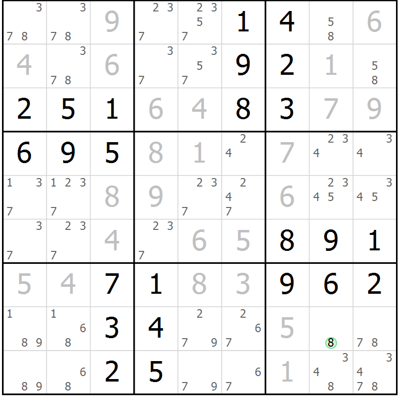 Position des candidats pour la solution de la Gr 59 page 62 du magazine de sudoku Virtuose n° 106