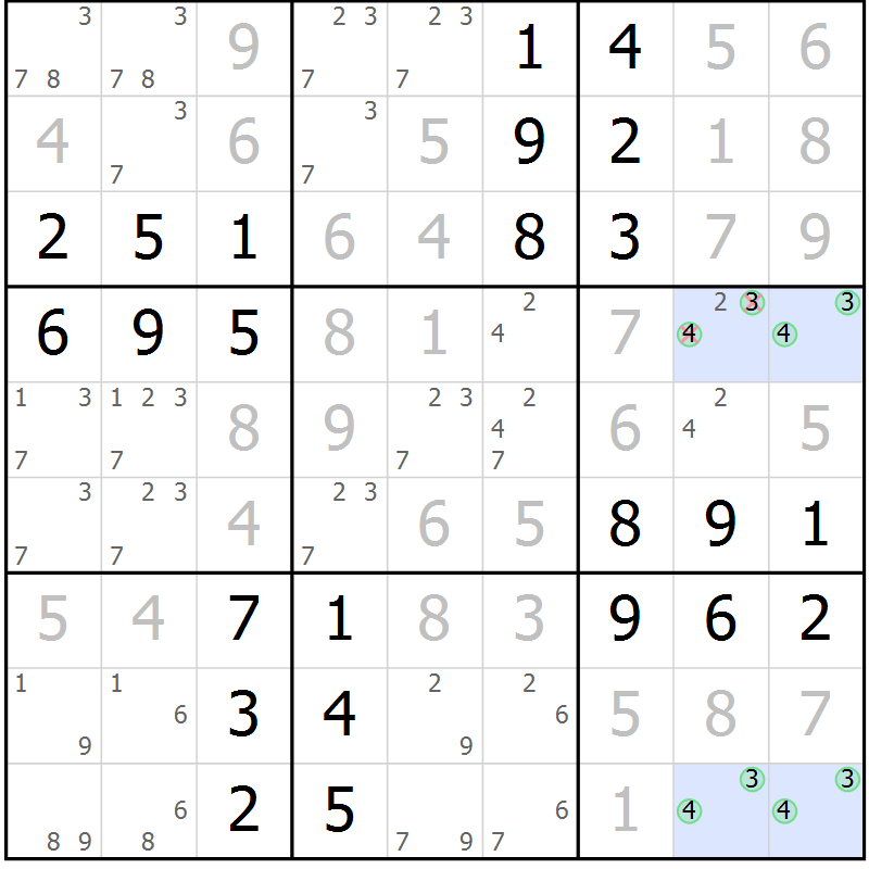 Position des candidats pour la solution de la Gr 59 page 62 du magazine de sudoku Virtuose n° 106