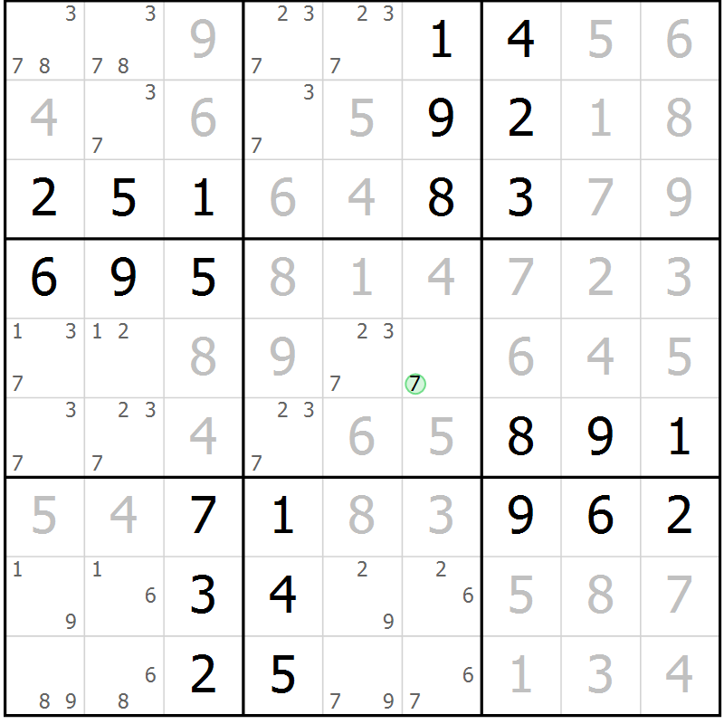 Position des candidats pour la solution de la Gr 59 page 62 du magazine de sudoku Virtuose n° 106
