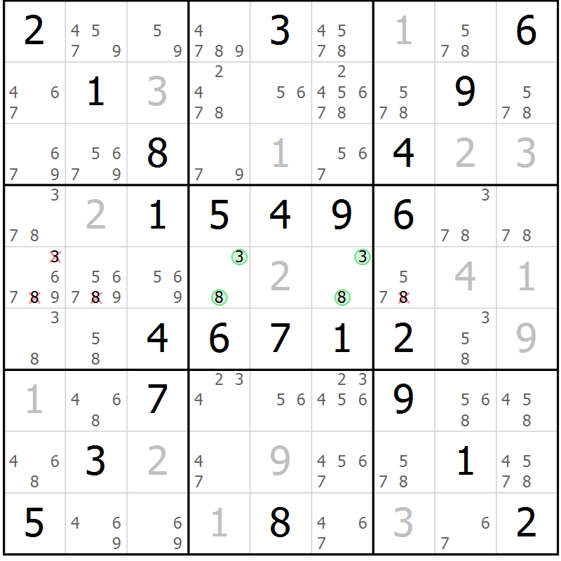 Position des candidats pour la solution de la Gr 60 page 63 du magazine de sudoku Virtuose n° 106