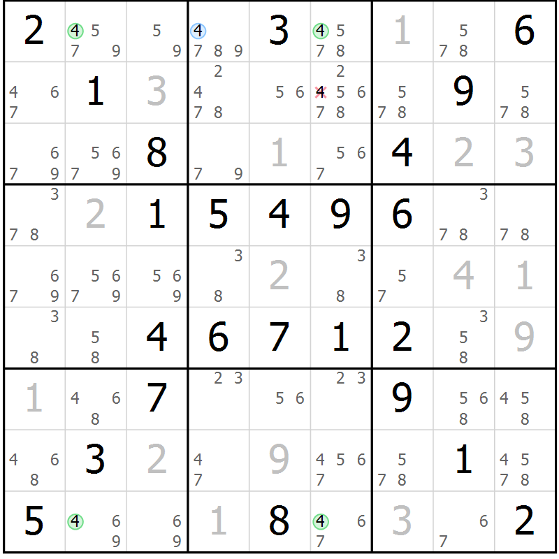 Position des candidats pour la solution de la Gr 60 page 63 du magazine de sudoku Virtuose n° 106