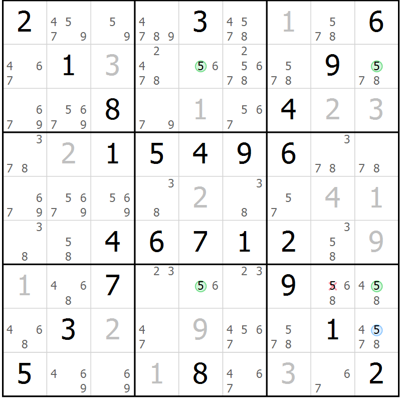 Position des candidats pour la solution de la Gr 60 page 63 du magazine de sudoku Virtuose n° 106