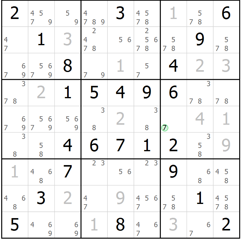 Position des candidats pour la solution de la Gr 60 page 63 du magazine de sudoku Virtuose n° 106