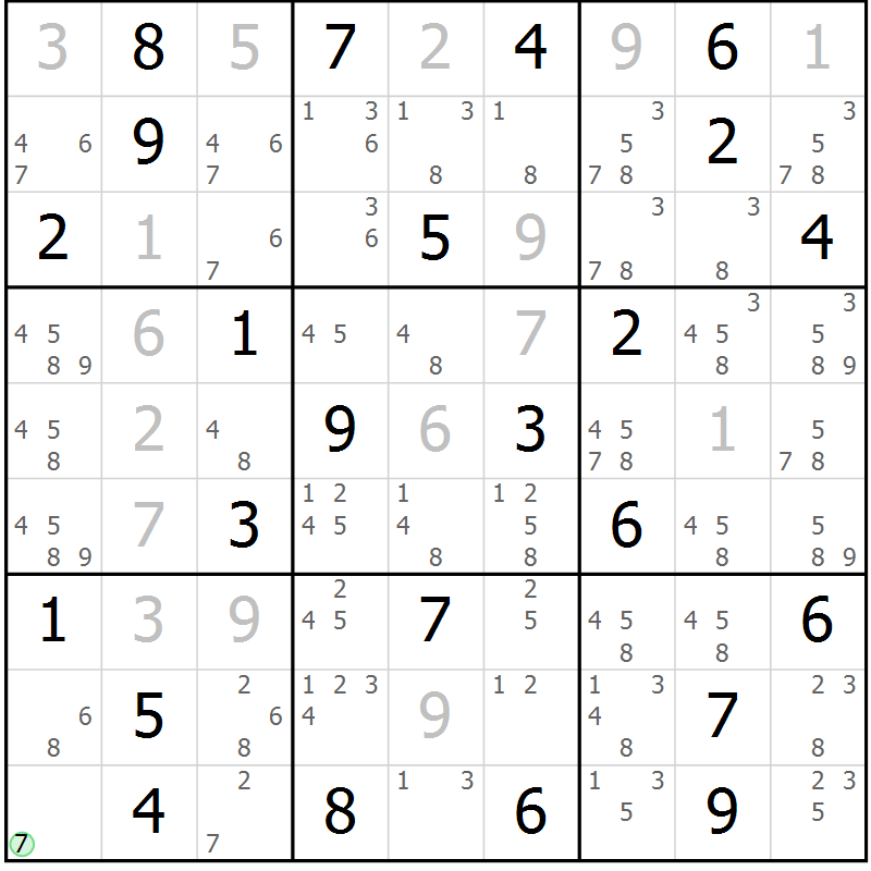 Position des candidats pour la solution de la Gr 62 page 65 du magazine de sudoku Virtuose n° 106